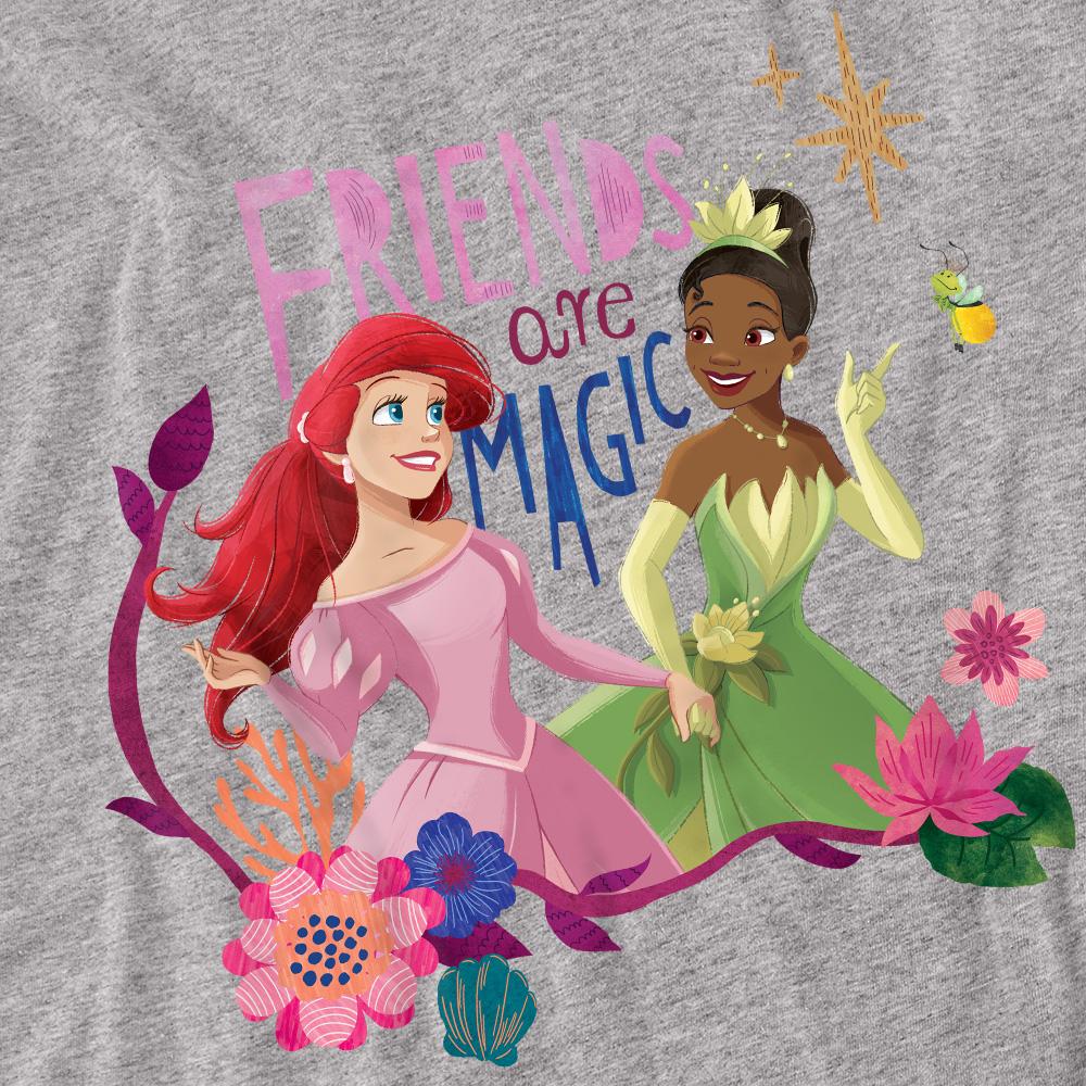 Sport Heather - Side - Disney Princess Unisex Adult Friends Are Magic Ariel And Tiana T-Shirt