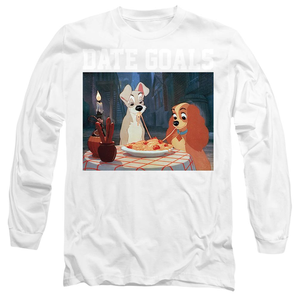 White - Front - Lady And The Tramp Unisex Adult Date Goals T-Shirt