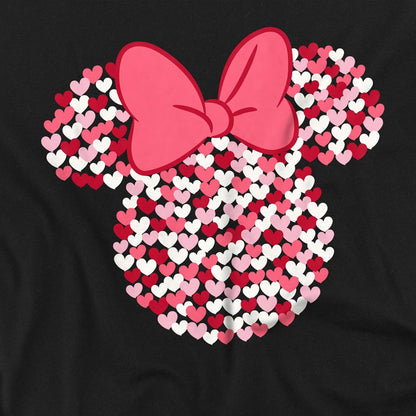 Black - Side - Disney Unisex Adult Minnie Mouse Heart Ears Silhouette Valentine`s Day T-Shirt