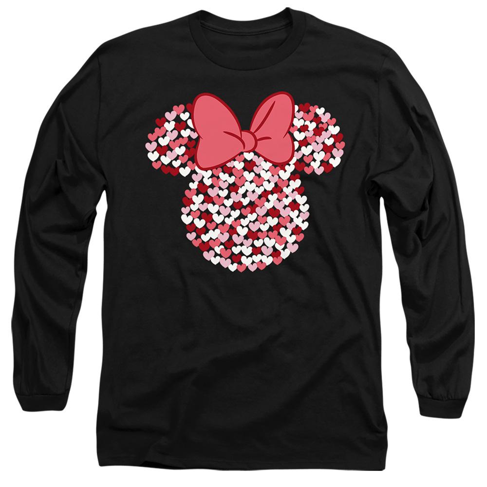 Black - Front - Disney Unisex Adult Minnie Mouse Heart Ears Silhouette Valentine`s Day T-Shirt
