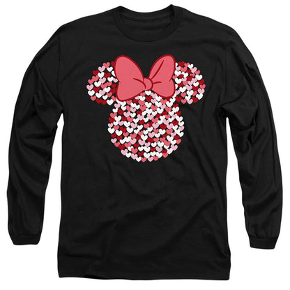 Black - Front - Disney Unisex Adult Minnie Mouse Heart Ears Silhouette Valentine`s Day T-Shirt