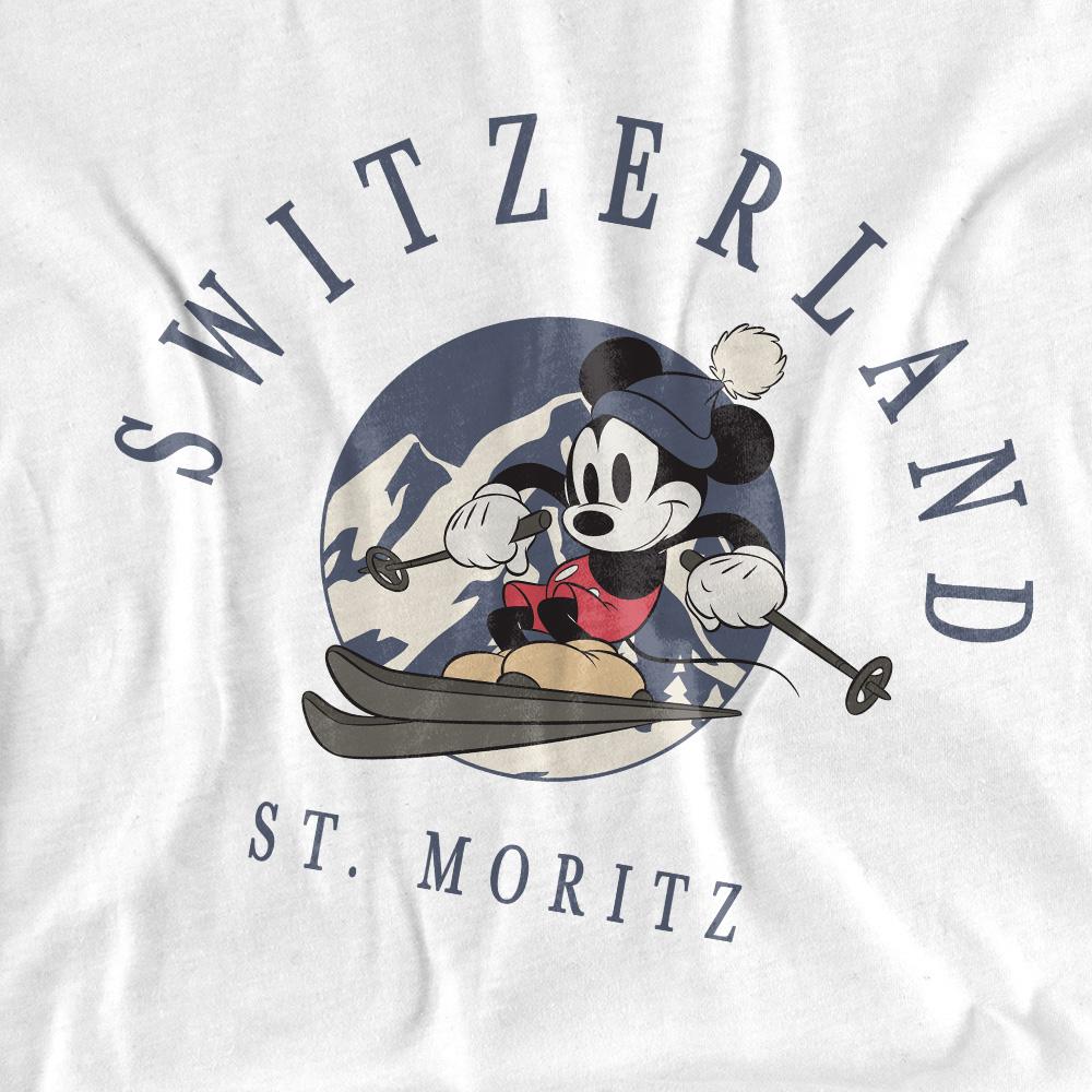 White - Side - Disney Unisex Adult Switzerland Mickey Mouse T-Shirt