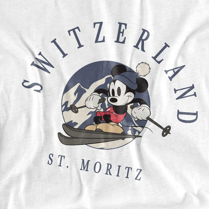 White - Side - Disney Unisex Adult Switzerland Mickey Mouse T-Shirt