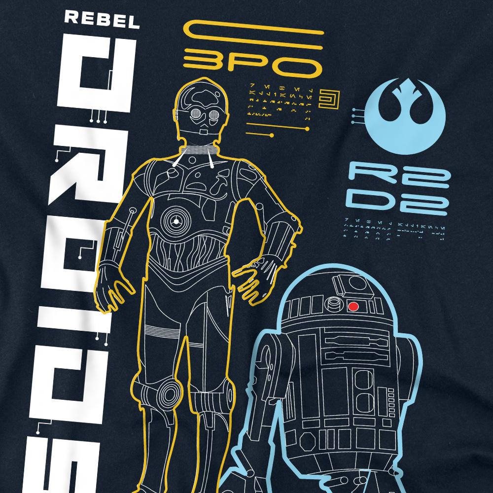 Navy - Side - Star Wars Unisex Adult Rebel Droids T-Shirt