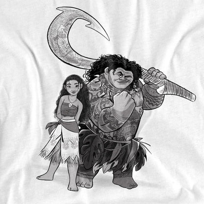 White - Side - Moana Unisex Adult Maui Moana Sketch T-Shirt