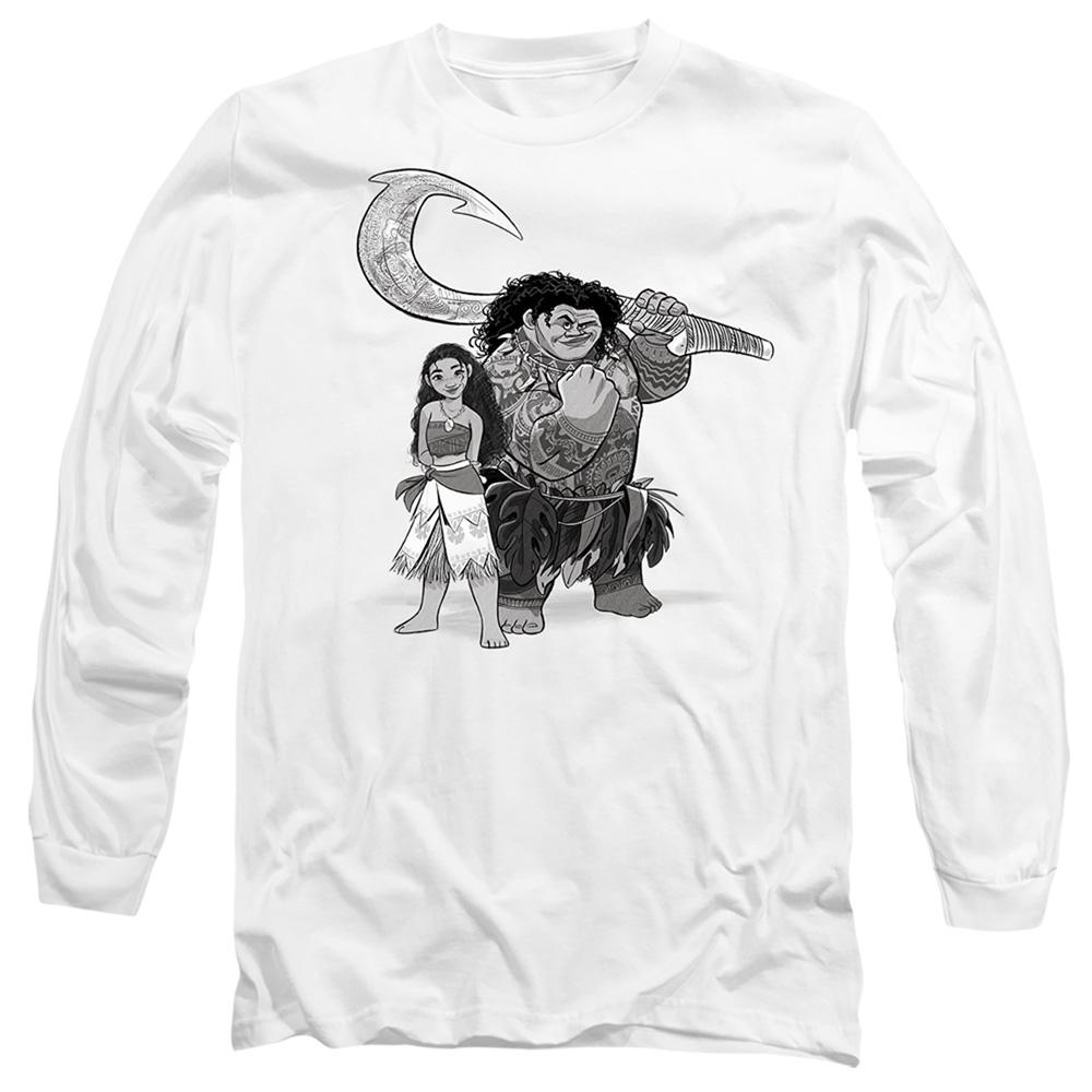 White - Front - Moana Unisex Adult Maui Moana Sketch T-Shirt
