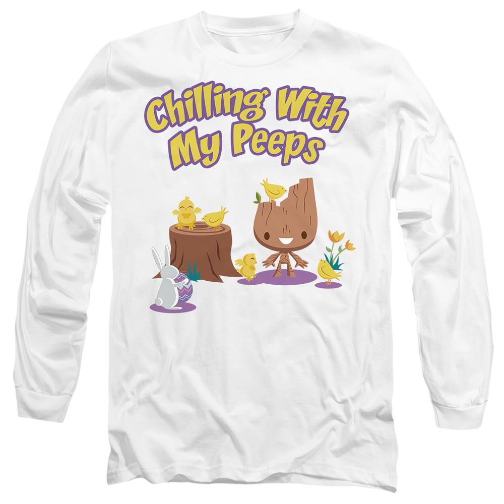 White - Front - Guardians Of The Galaxy Unisex Adult Chilling With My Peeps Groot T-Shirt