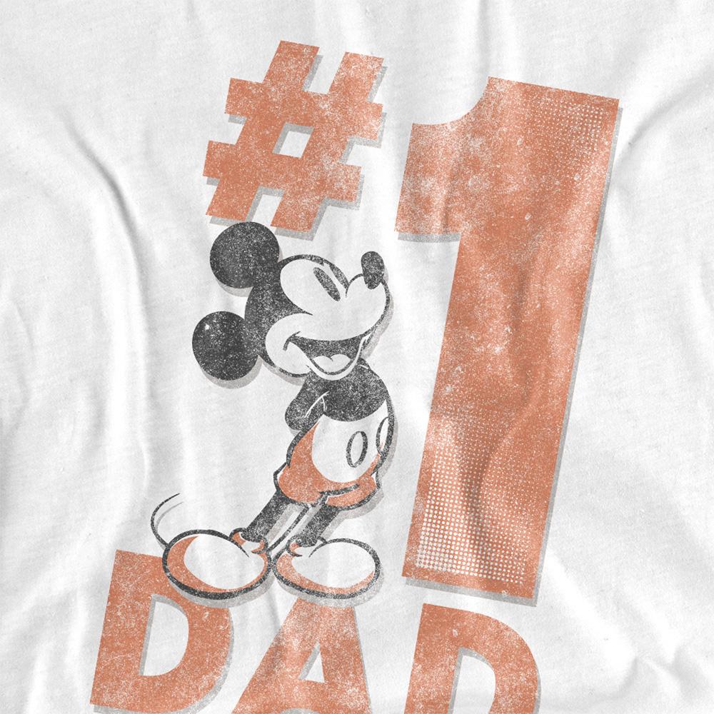 White - Side - Disney Unisex Adult Number 1 Dad Mickey Mouse T-Shirt