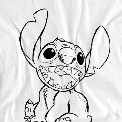 White - Side - Lilo & Stitch Unisex Adult Sketch Name Repeat T-Shirt