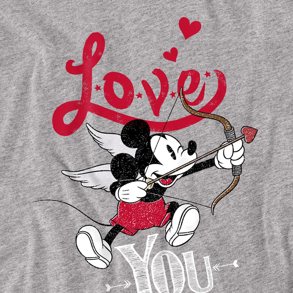 Sport Heather - Side - Disney Unisex Adult Love You Mickey Mouse Cupid Valentine`s Day T-Shirt