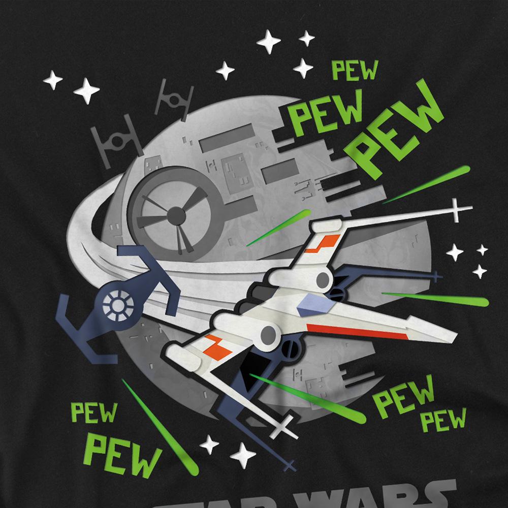 Black - Side - Star Wars Unisex Adult Pew Pew X-Wing T-Shirt