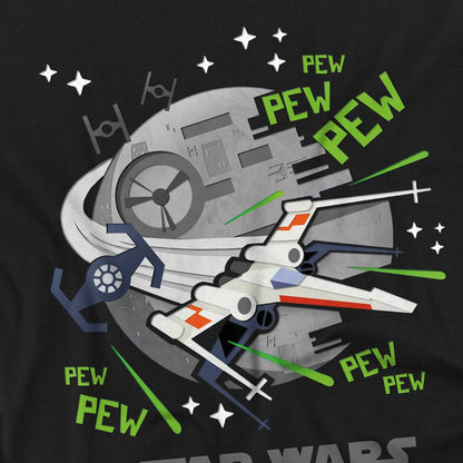 Black - Side - Star Wars Unisex Adult Pew Pew X-Wing T-Shirt