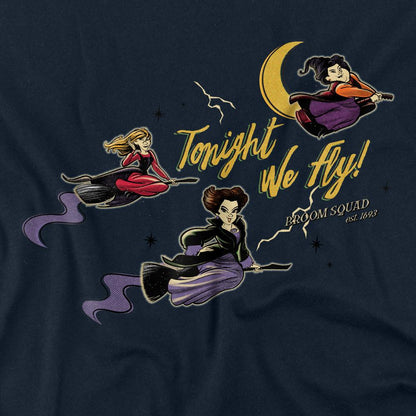 Navy - Side - Hocus Pocus Unisex Adult Tonight We Fly Sanderson Sisters T-Shirt