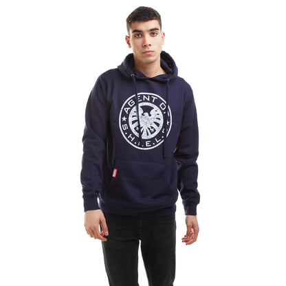 Navy-White - Back - Marvel Mens Shield Hoodie