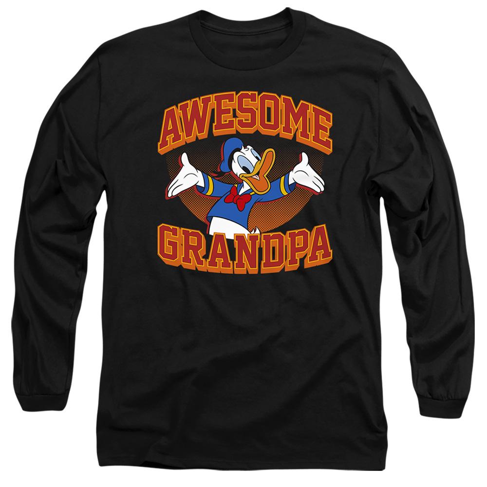 Black - Front - Disney Unisex Adult Awesome Grandpa Donald Duck T-Shirt