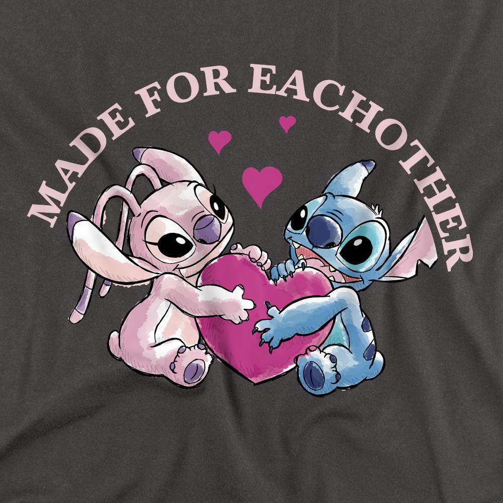 Charcoal - Side - Lilo & Stitch Unisex Adult Made For Each Other T-Shirt