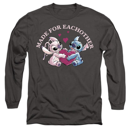Charcoal - Front - Lilo & Stitch Unisex Adult Made For Each Other T-Shirt