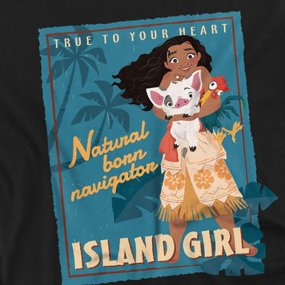 Black - Side - Moana Unisex Adult Island Girl T-Shirt