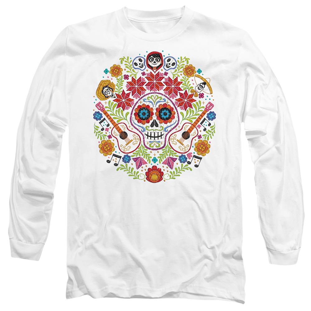White - Front - Coco Unisex Adult Day Of The Dead Ernesto Miguel Hector Patch T-Shirt