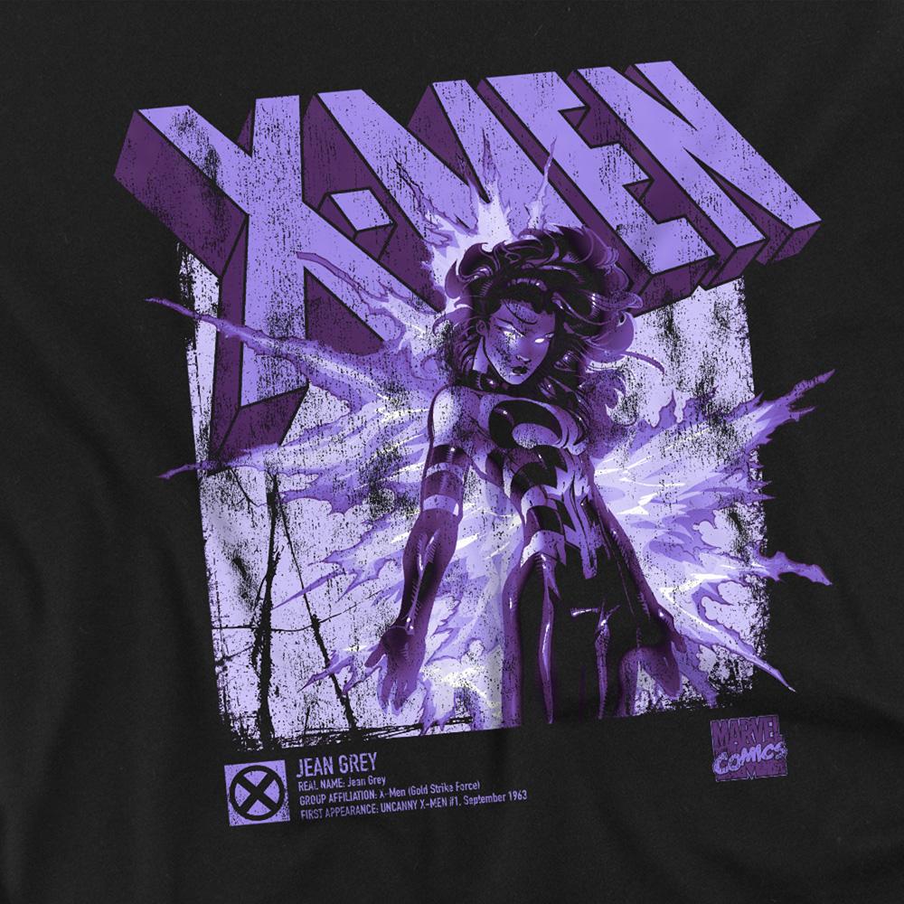 Black - Side - Marvel Unisex Adult X-Men Jean Grey Infographic T-Shirt