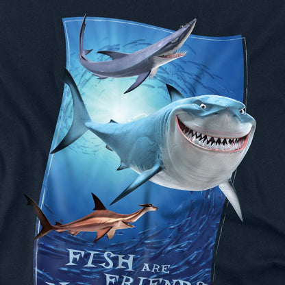 Navy - Side - Finding Nemo Unisex Adult Fish Are Friends T-Shirt