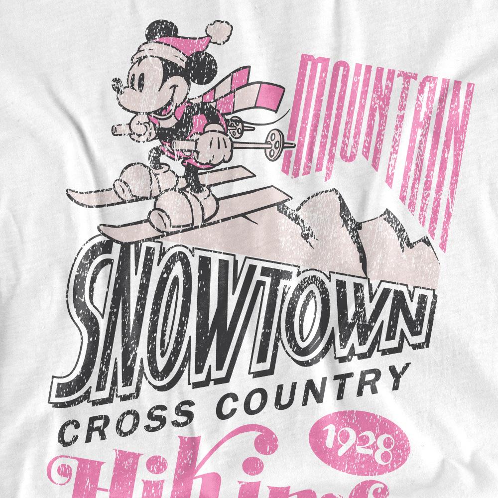 White - Side - Disney Unisex Adult Snowtown Ski Mickey Mouse T-Shirt