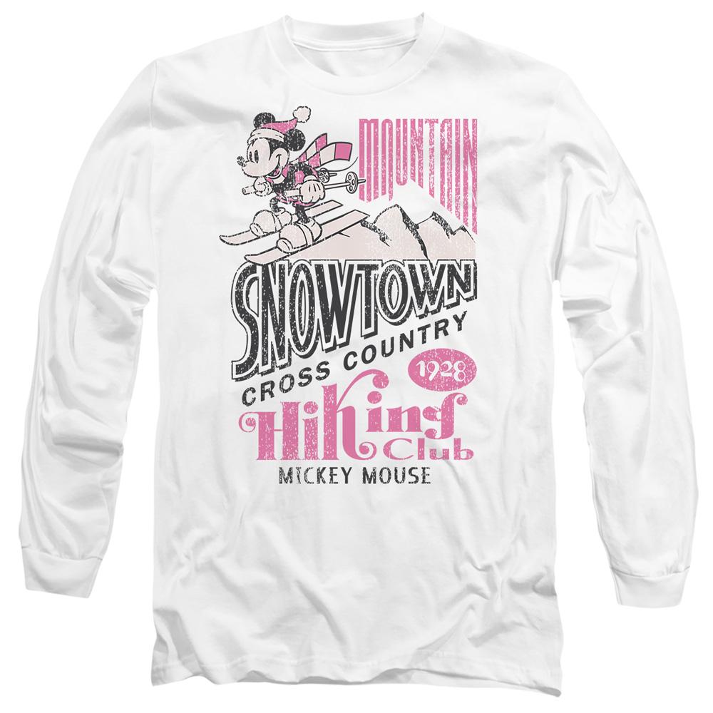 White - Front - Disney Unisex Adult Snowtown Ski Mickey Mouse T-Shirt