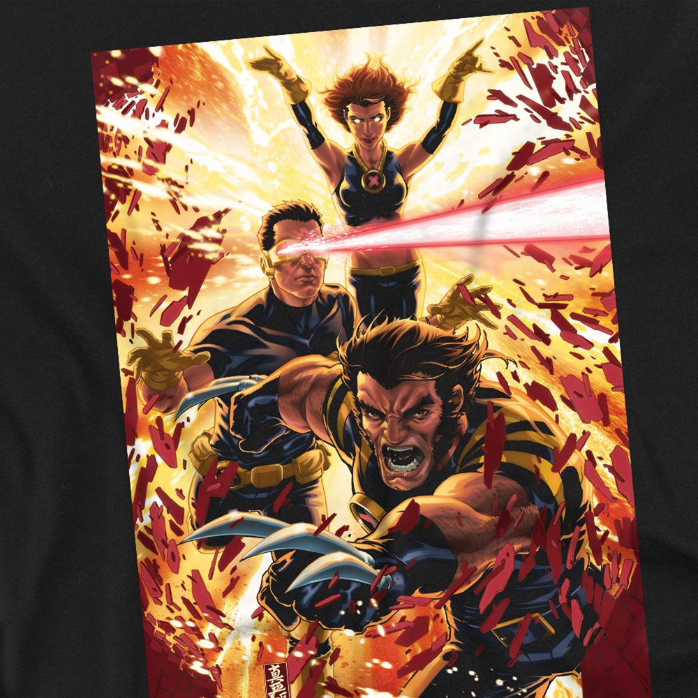Black - Side - Marvel Unisex Adult X-Men Wolverine Cyclops Jean Grey T-Shirt
