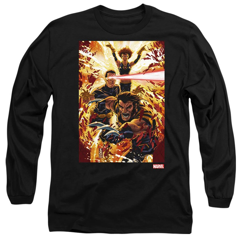 Black - Front - Marvel Unisex Adult X-Men Wolverine Cyclops Jean Grey T-Shirt