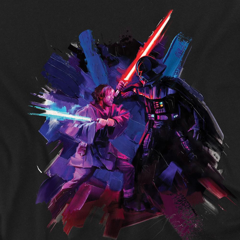Black - Side - Star Wars Unisex Adult Obi Wan Kenobi Vader Painted T-Shirt