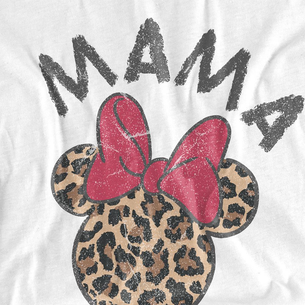 White - Side - Disney Unisex Adult Mama Minnie Mouse Leopard Print Mothers Day T-Shirt