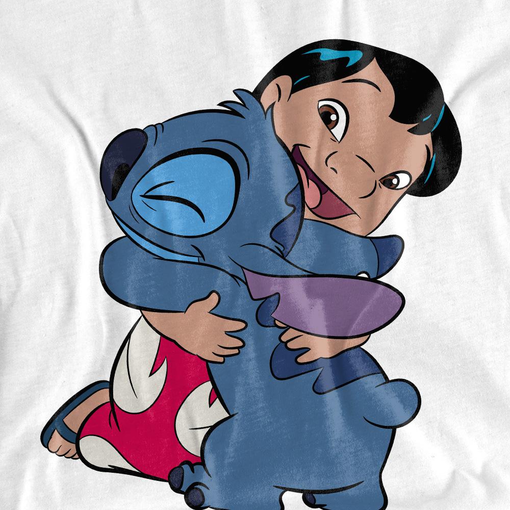 White - Side - Lilo & Stitch Unisex Adult 90s Hug T-Shirt