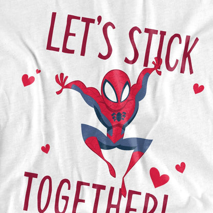 White - Side - Spider-Man Unisex Adult Stick Together Valentine`s Day T-Shirt