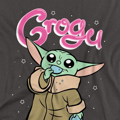 Charcoal - Side - Star Wars: The Mandalorian Unisex Adult Grogu Bubble T-Shirt