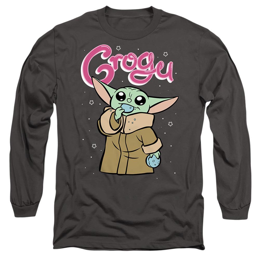 Charcoal - Front - Star Wars: The Mandalorian Unisex Adult Grogu Bubble T-Shirt