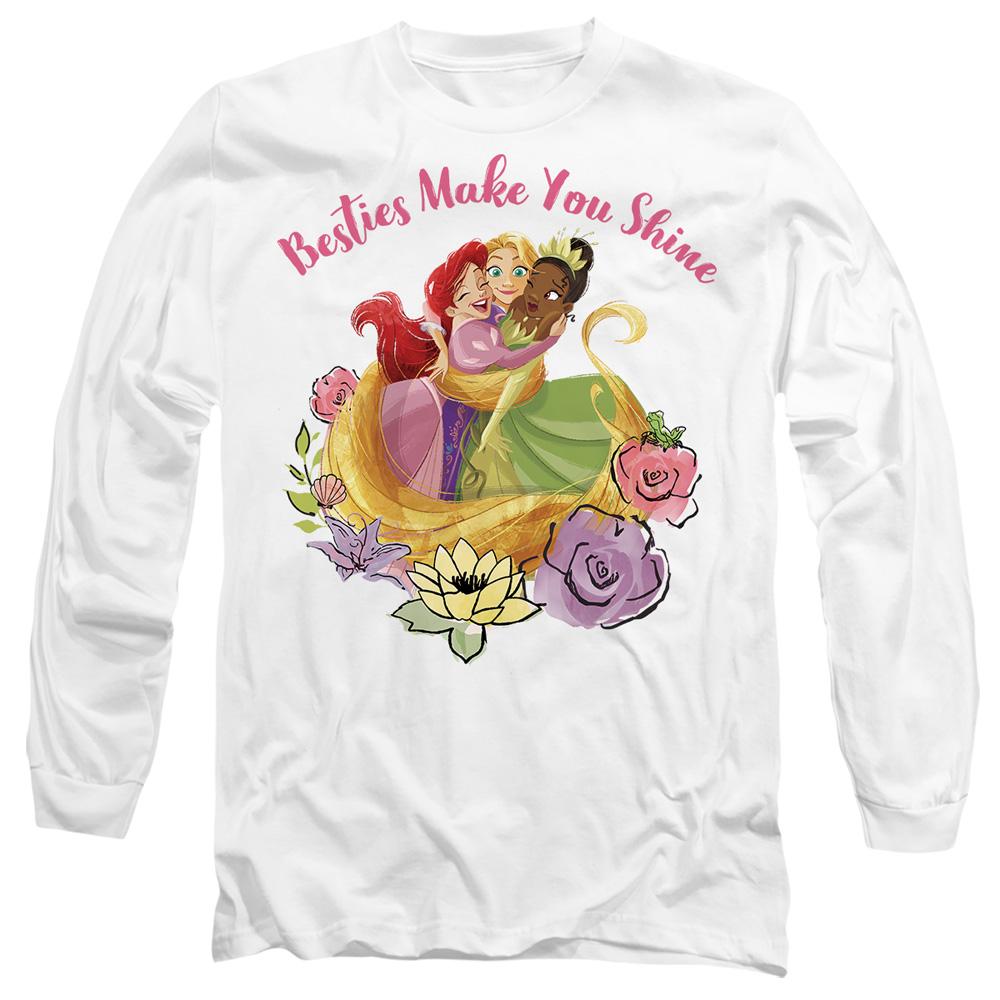 White - Front - Disney Princess Unisex Adult Besties Shine Ariel Rapunzel Tiana T-Shirt