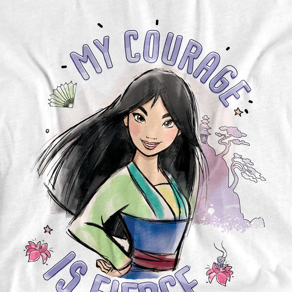 White - Side - Mulan Unisex Adult My Courage Is Fierce T-Shirt