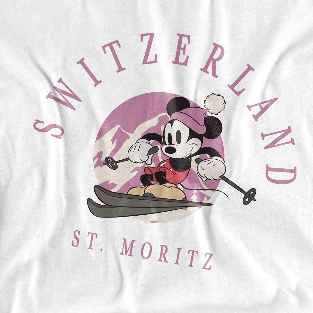 White - Side - Disney Unisex Adult Switzerland Mickey Mouse T-Shirt