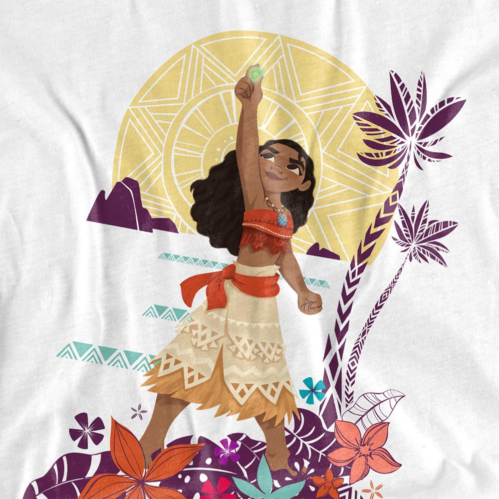 White - Side - Moana Unisex Adult Heart Sunset T-Shirt