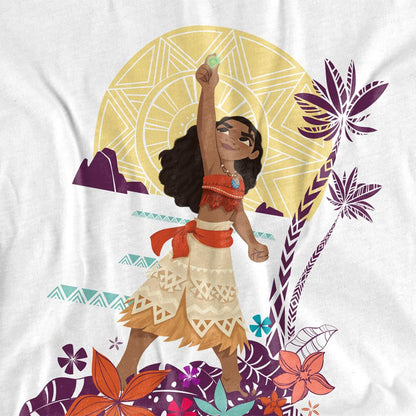 White - Side - Moana Unisex Adult Heart Sunset T-Shirt