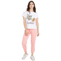 White-Pink - Close up - Tom and Jerry Womens-Ladies Logo Long Pyjama Set