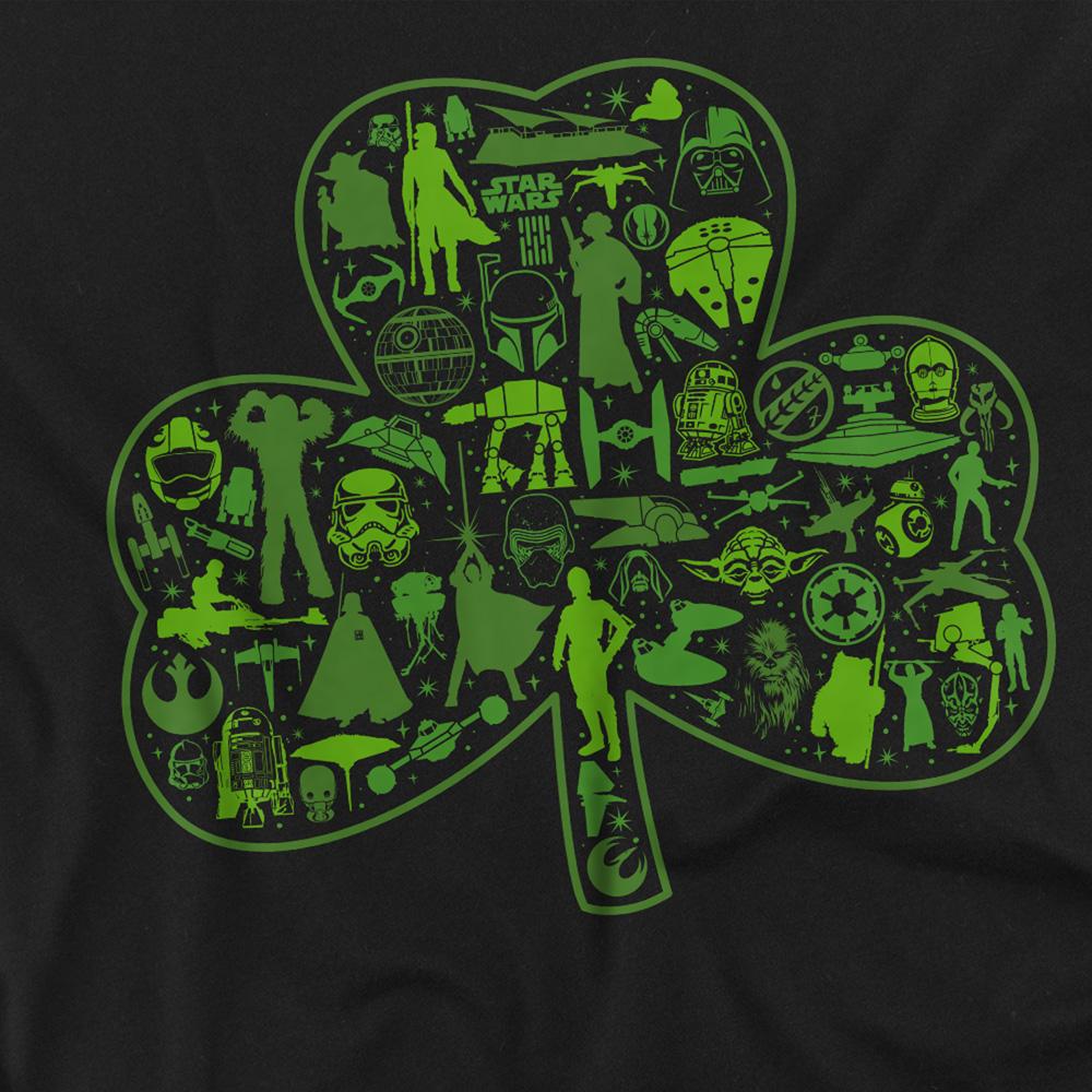Black - Side - Star Wars Unisex Adult Clover Icons St Patricks Day T-Shirt