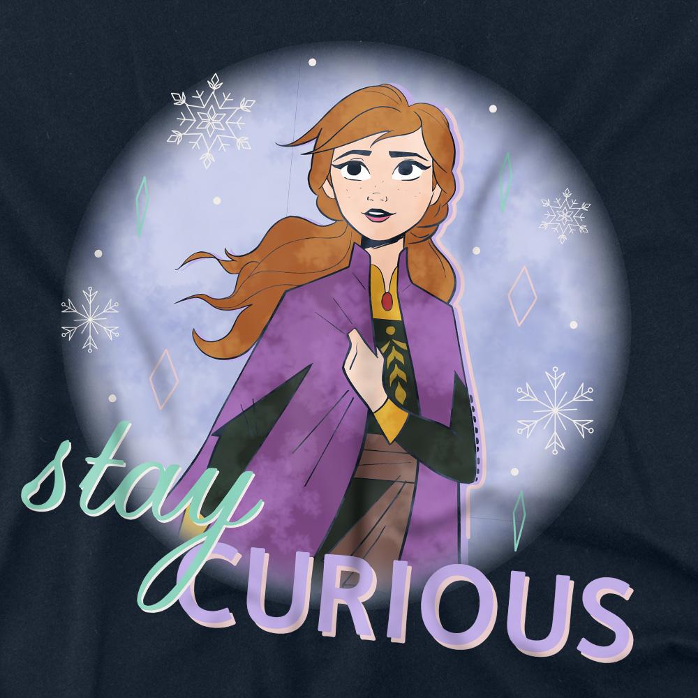 Navy - Side - Frozen Unisex Adult Stay Curious Anna T-Shirt