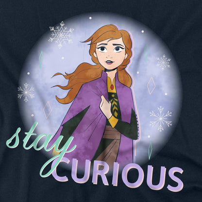 Navy - Side - Frozen Unisex Adult Stay Curious Anna T-Shirt