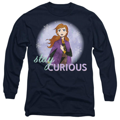 Navy - Front - Frozen Unisex Adult Stay Curious Anna T-Shirt