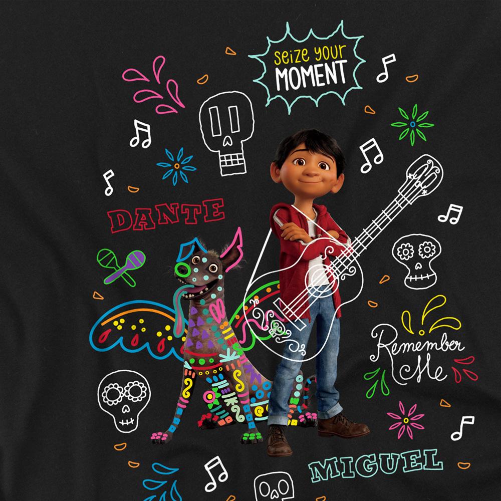 Black - Side - Coco Unisex Adult Miguel Dante Movie Quotes And Colourful Doodles T-Shirt
