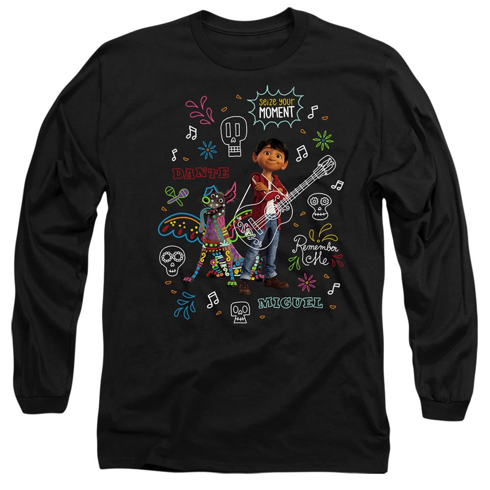 Black - Front - Coco Unisex Adult Miguel Dante Movie Quotes And Colourful Doodles T-Shirt