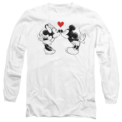 White - Front - Disney Unisex Adult Mickey & Minnie Mouse Kiss Sketch Valentine`s Day T-Shirt