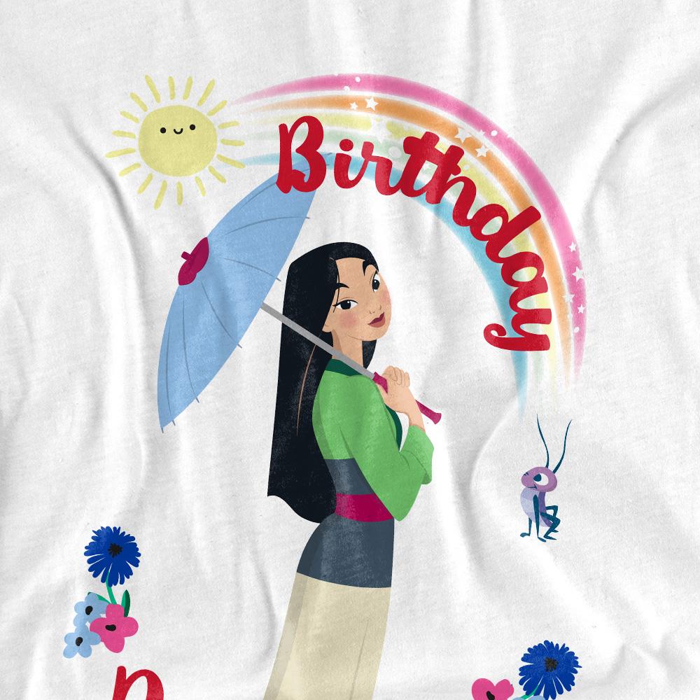 White - Back - Mulan Unisex Adult Birthday Princess And Her Lucky Cricket T-Shirt