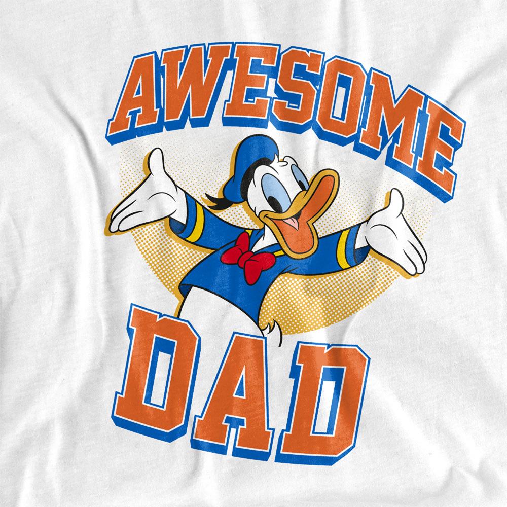 White - Side - Disney Unisex Adult Awesome Dad Donald Duck T-Shirt